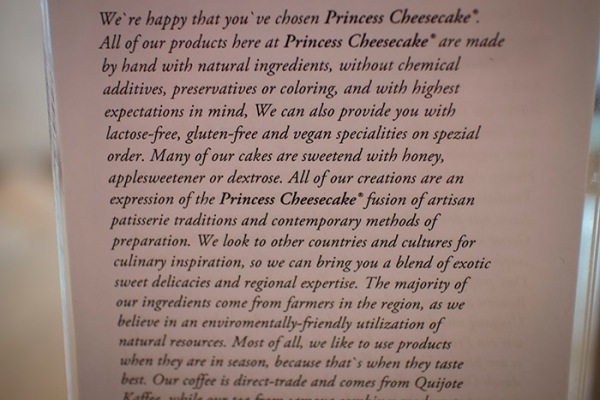 gluten free menu princess cheesecake
